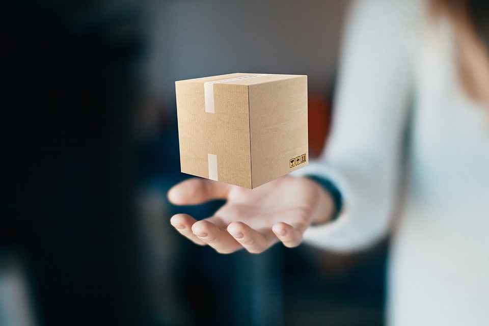 Hand mit kleinem Paket